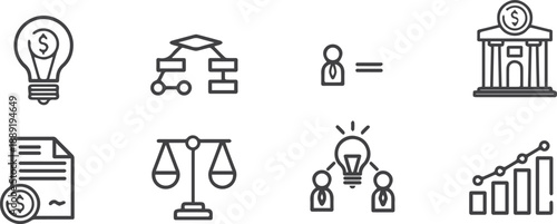 Business and finance icon set collection vector for ui documents websites. Business Growth Icons. Outline icon set of small business