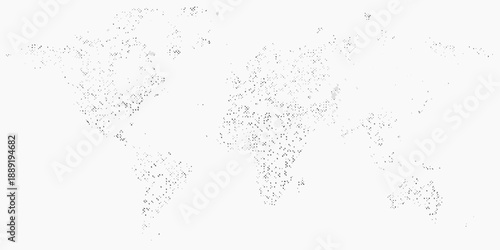 A distressed speckled world map illustration on a white background