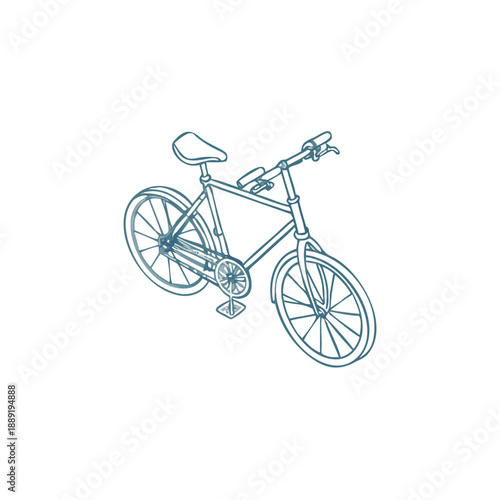 Blueprint style illustration of a bicycle against a black background