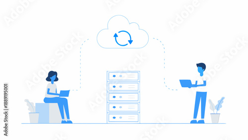 Data synchronization between a server and two users with laptops