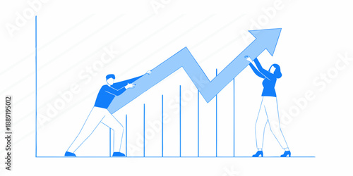 Teamwork propelling upward growth a visual representation of success
