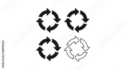 Four circular arrows depicting recycling rotation and process flow