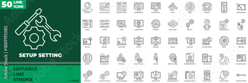 Setup Setting Line Editable Icons set