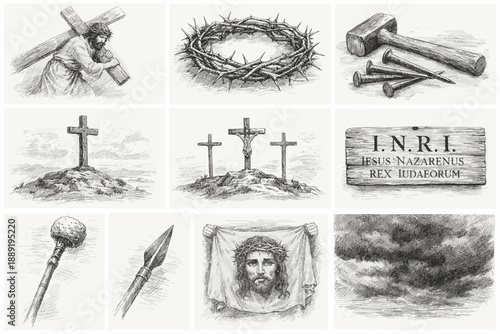 Biblical Crucifixion and Christian Passion Sketches