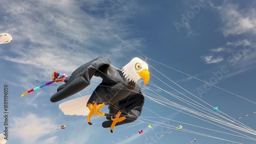 Giant eagle kite flying during Makar Sankranti festival in India