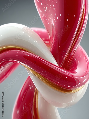 Wallpaper Mural Twisted Glossy Ribbons Sculpture with Gold Accents Torontodigital.ca