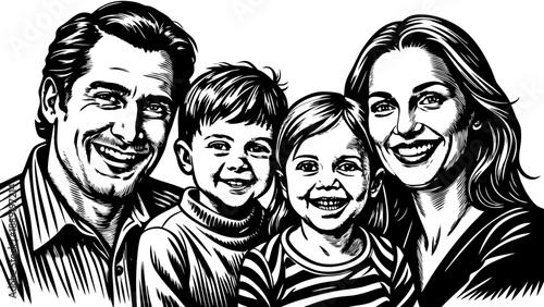Very beautiful lifestyle portrait of a happy family moment at home, capturing parents and children sharing smiles and connection, expressing love, comfort, and the beauty of everyday family life.
