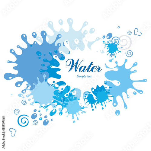 Abstract blue background. Water blots and splashes. Water Icon.  water frames. Vector illustration