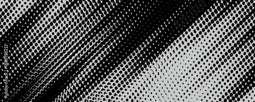 Grunge halftone gradient background. Faded grit noise texture. White and black sand wallpaper. Retro pixelated backdrop. Anime or manga style comic overlay. Vector graphic design textured template