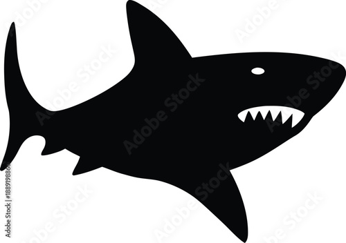 shark silhouette vector illustration on transparent background