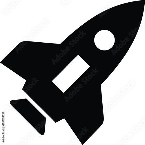 rocket silhouette vector illustration on transparent background