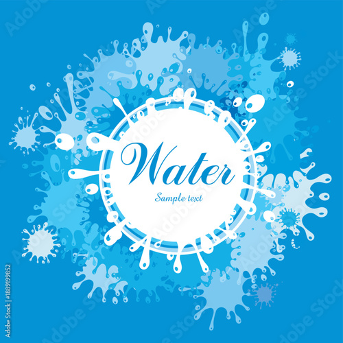 Abstract blue background. Water blots and splashes. Water Icon. Vector illustration