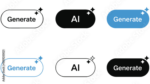 Modern buttons with AI and Generate text, symbolizing digital creation and innovation