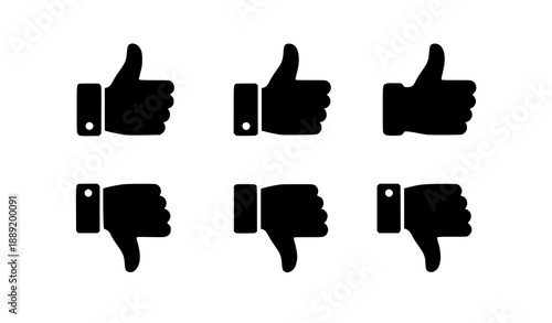 Like and dislike thumbs up and down icon vector set isolated on white background