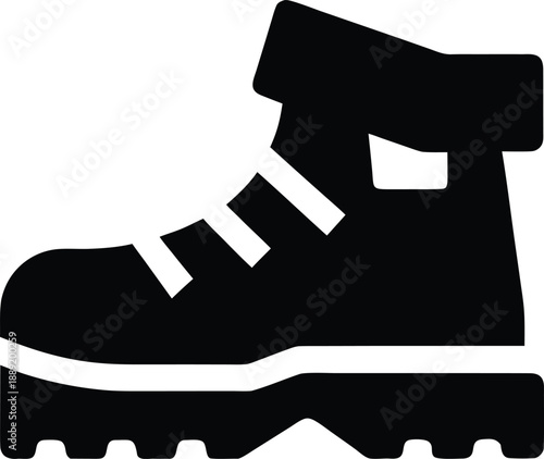 hiking boot silhouette vector illustration on transparent background