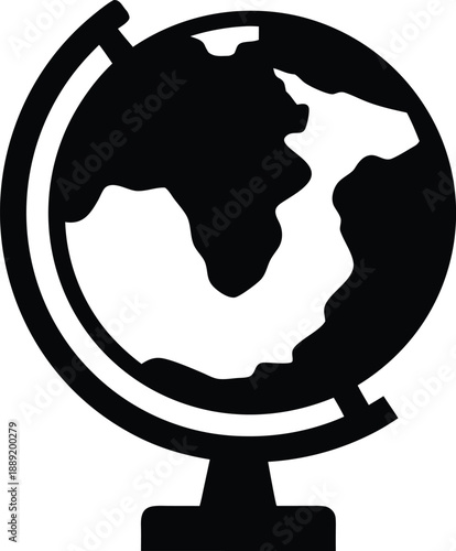 globe earth silhouette vector illustration on transparent background