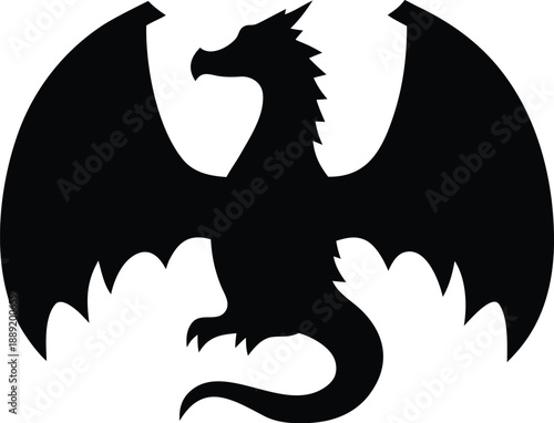 dragon silhouette vector illustration on transparent background