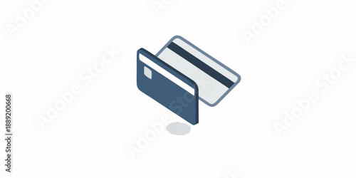 Stacked credit cards in a stylized isometric illustration