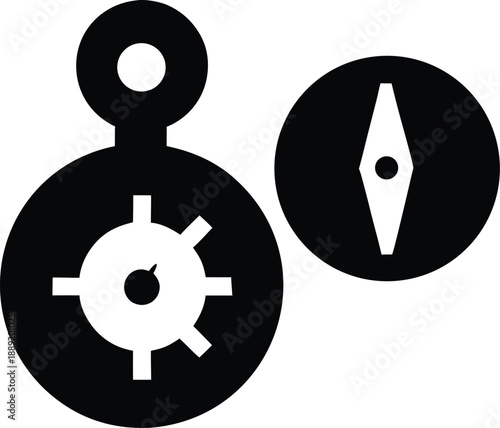 compass navigation silhouette vector illustration on transparent background