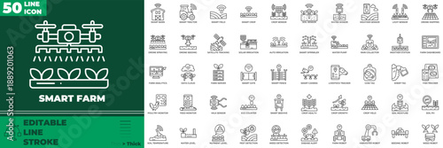 Smart Farm Line Editable Icons set