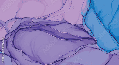 An abstract fluid art piece featuring swirling patterns of blue and purple hues, creating a dynamic and mesmerizing visual effect from a close-up viewpoint.