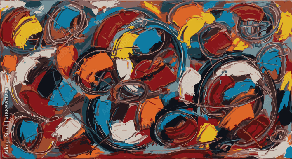 Obraz premium Vibrant abstract illustration of swirling shapes and colors, dynamic movement and energy, creative expression, artistic freedom, modern art, close-up view