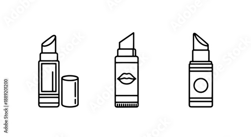 Essential Lip Cosmetic Products: Various Lipstick and Lip Balm Designs for Beauty and Skincare