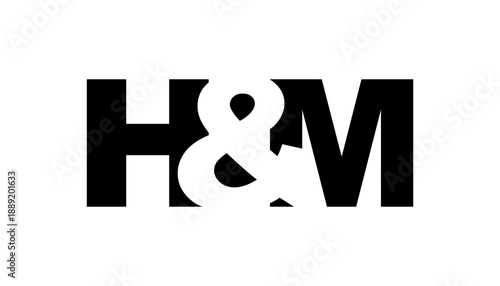HM logo design in bold style. Black white identity symbol. Modern typography emblem. Corporate branding icon.