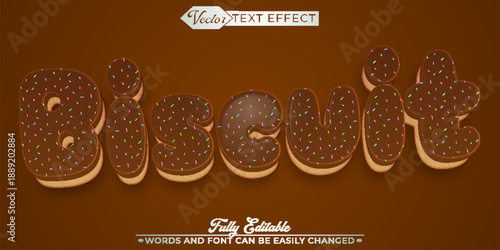   Biscuit Cookie Food Vector Fully Editable Smart Object Text Effect