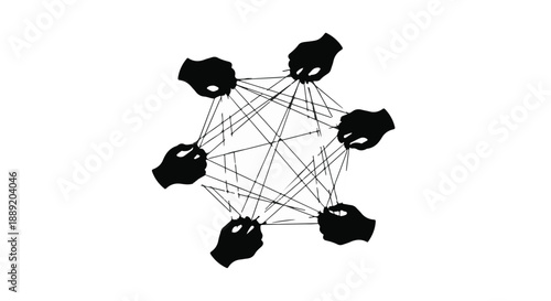 Connected hands forming a network of support and unity