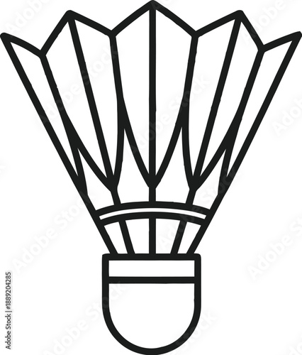 Vector  illustration of Minimalist badminton shuttlecock line art icon isolated on transparent background