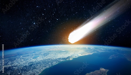 A Real Comet Meteor Falling Into The Earth