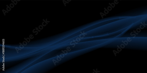 Bright neon blue laser light beam flashing in darkness, abstract light ray projector shining through smoky air, isolated on black background.