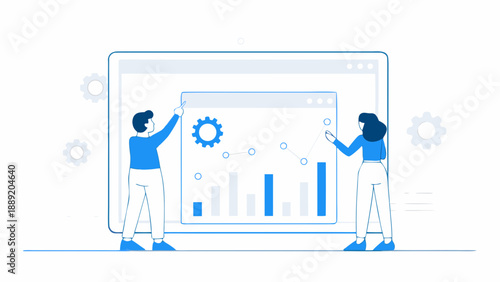 Team collaborating on data analysis and system optimization within a digital interface