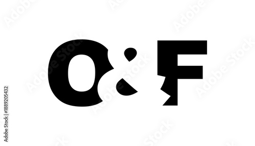 OF logo design in bold style. Black white identity symbol. Modern typography emblem. Corporate branding icon.