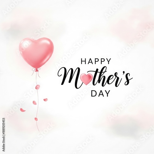 Wallpaper Mural Happy mother's day wishes with heartfelt love and pink heart balloon Torontodigital.ca