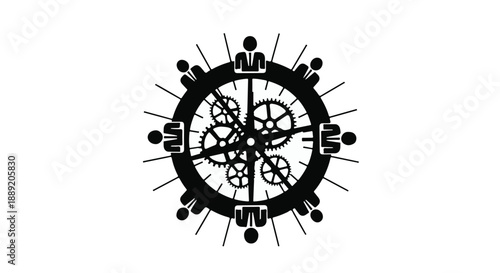 Intricate mechanical gear wheel design with interconnected cogs