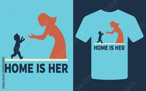 A visual representation of motherhood and connection featuring a woman and child design