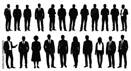 Silhouettes of diverse business people standing in a formal arrangement