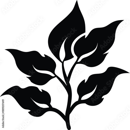 A vibrant green leaf illustration with flowing curves and delicate veins, ideal for nature-themed designs on transparent background silhouette high-quality