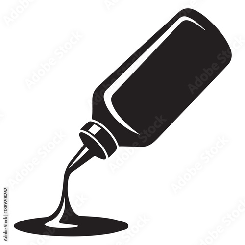 Bottle pouring liquid silhouette sauce squeeze bottle condiment dispenser icon for food industry ketchup mustard syrup container vector illustration isolated on transparent background design