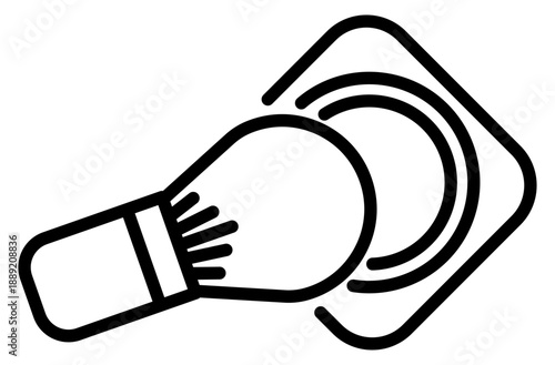 Elegant minimalist line art icon of a professional makeup brush and powder compact. Ideal for beauty branding, salon apps, or skincare blogs, symbolizing style and daily grooming routines.