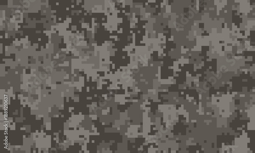 Abstract grayscale digital camouflage pattern. Ideal for backgrounds, textures, military themes, or tech designs.