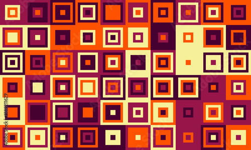 Vibrant geometric pattern of nested squares in warm autumnal hues.  Perfect for backgrounds, textiles, or modern design projects.