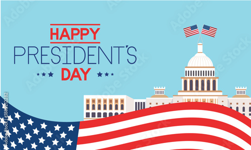 Happy President's Day post USA america washington DC holiday 17th feb Banner Poster Greeting Card Presidents Day. Happy Presidents Day Background Design.