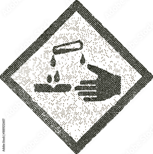 Halftone Corrosive Hazard Symbol Illustration – Chemical Safety Warning Icon