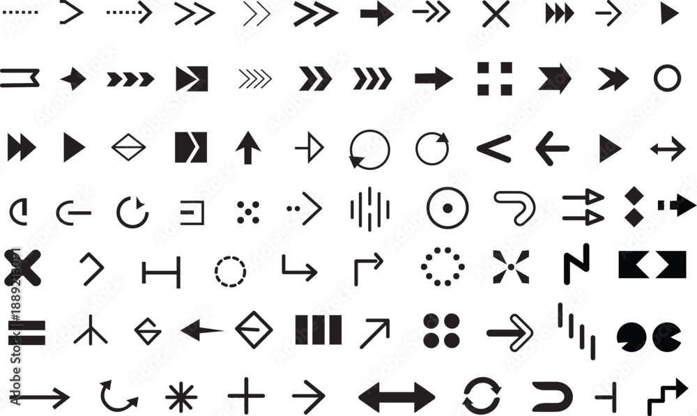 Naklejka premium Doodle Arrow Vector Set, Modern simple arrows Arrow vector collection.