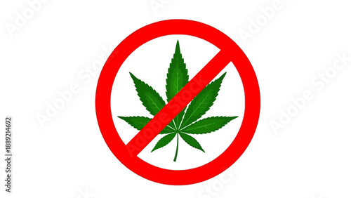 Prohibited cannabis symbol illustration on a simple graphic