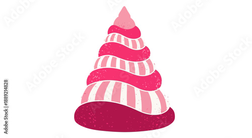 Stylized pink spiral cone illustration on a transparent background, 3D-like structure, moli concept