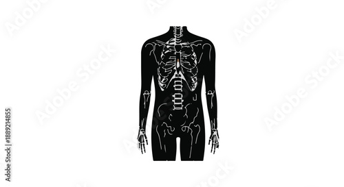 Black bodysuit with skeleton design on white background